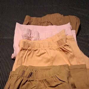Denim&Co Women's Capris Set in Pink, Tan, and Brown